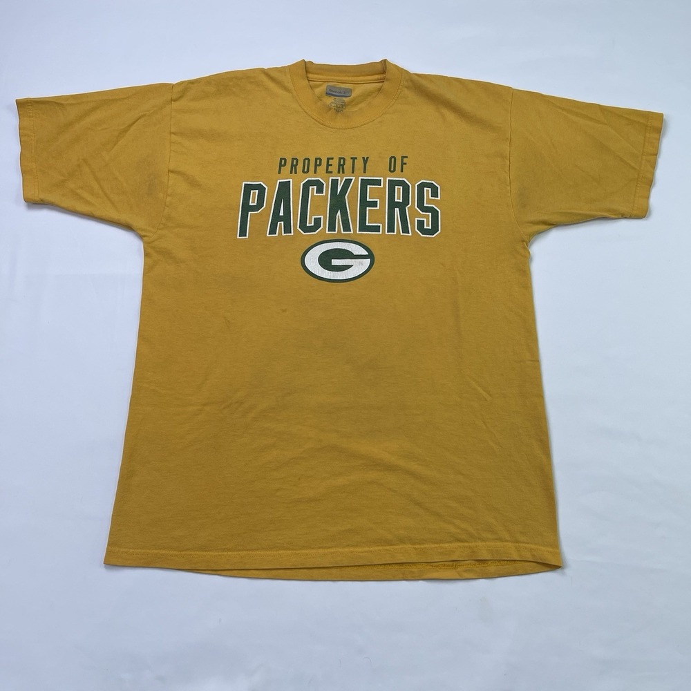 Vintage Y2K Reebok NFL  Green Bay Packers  T-Shirt Size Large Yellow Retro
